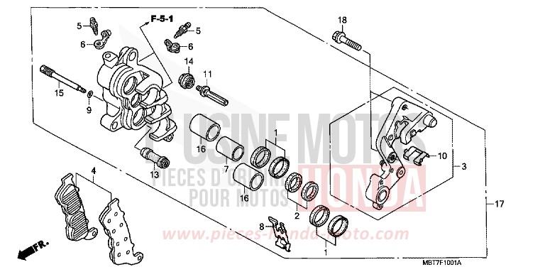 VORDERRAD-BREMSSATTEL (R.) (XL1000VA) von Varadero ABS ECLIPSE ORANGE METALLIC (YR290) von 2008